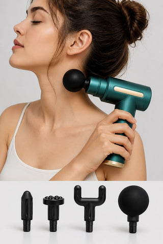 Portable Rechargeable Deep Tissue Massage Gun With Multiple Massage Heads For Muscle Relaxation