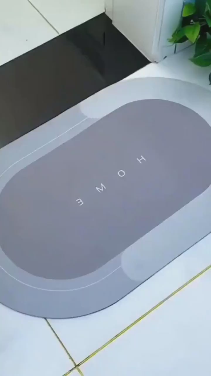 EXCLUSIVE MEGA DEAL: BUY 1, GET 1 FREE!  Washroom Mat Non-Slip 2.5mm | Oval Shape Bathroom Mat Waterproof Light+dark Gray