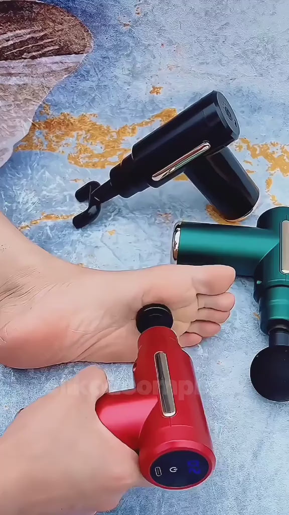 Portable Rechargeable Deep Tissue Massage Gun With Multiple Massage Heads For Muscle Relaxation